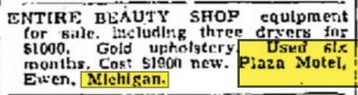 Plaza Motel - Oct 1963 Ad For Salon Equip (newer photo)